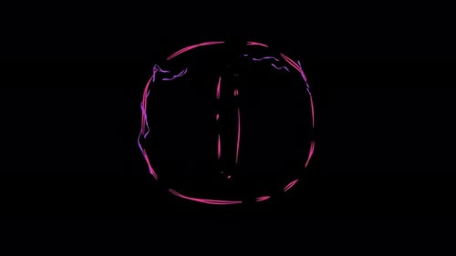 Letter O made of multicolor neon curves and lightnings on alpha. Loop 4k clip.