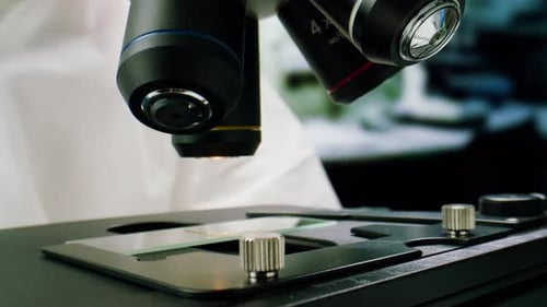 Microscope Close Up in a Laboratory Setting