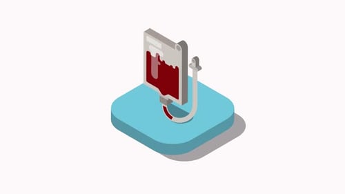 Medical Blood Bag Filling Isometric Animation