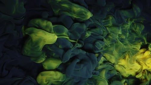 Abstract Burst of Yellow-Green and Teal Pigments