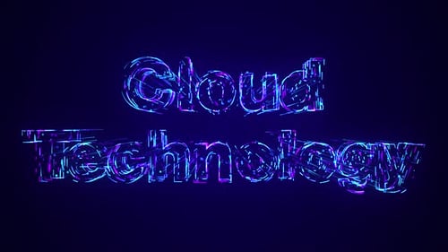 Texto de tecnologia de nuvem sendo construído usando linhas