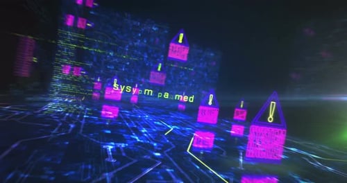 System hacked symbols loop cyber concept