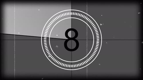 Old Film Strip Countdown 10 To 0 Grey Vintage Film Look Flicker Grain Scratches 4k