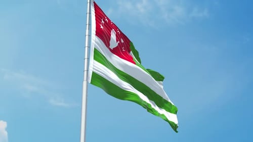 Abkhazia National Flag Waving in Realistic 3D Animation