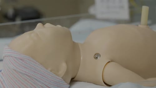 Baby doll used for medical training close up