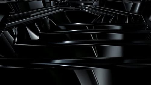 Luxus-Geschäftshintergrund mit rotierenden schwarzen Formen, Reflexion, 3D-Render, exklusiv, Figuren