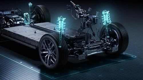 Futuristic Electric Car Chassis 3D Animation