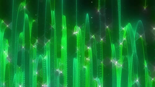 Digital Green Stars Background Loop