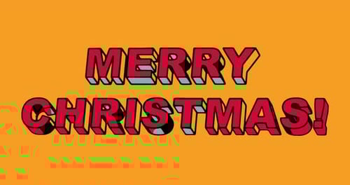 Merry Christmas Text 3d Video Animation Merry Christmas Modern 3d Lettering on Orange Background