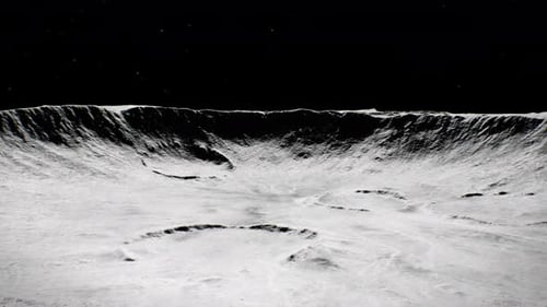 3D Flyover Animation of a Moon Cratered Landscape