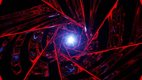 Rote und blaue Sci-Fi-Spiral-Eistunnel-Hintergrund-Loop-Animation in 4K