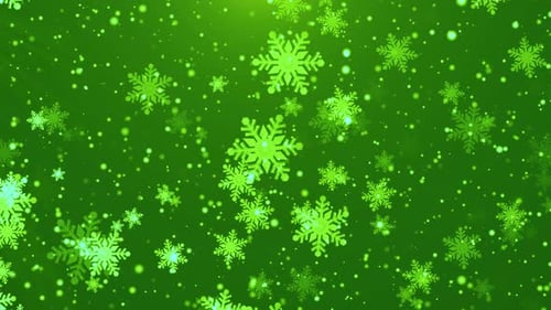 Green Christmas Snowflakes Rising Background