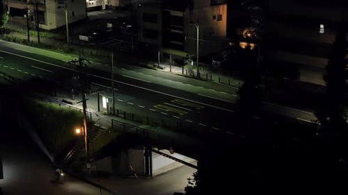 Empty bus stop ambience at night - Nagarabashi, Gifu, Japan