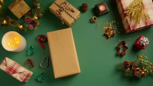 View on Female Hands with Fancy Christmas Presents Holiday Presents Shopping