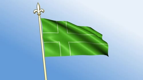Animated Waving Green Flag with Placeholder Grid
