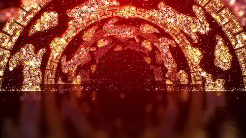 Golden Glittering Chinese New Year Rabbit Tunnel Background Loop