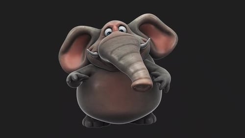 Fun 3D cartoon elephant talking (with alpha channel)