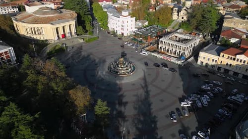 Aerial view of main square of Kutaisi in Georgia