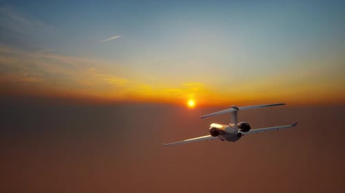Business jet in flight