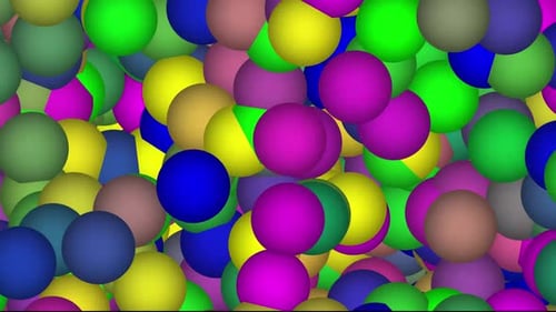 "Colorful 3D Bubble Animation with Shiny Glossy Spheres in Multiple Rainbow Tones Floating and Bounc