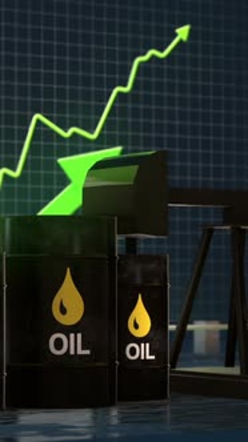 Oil Price Growth 3D Green Arrow Vertical Video
