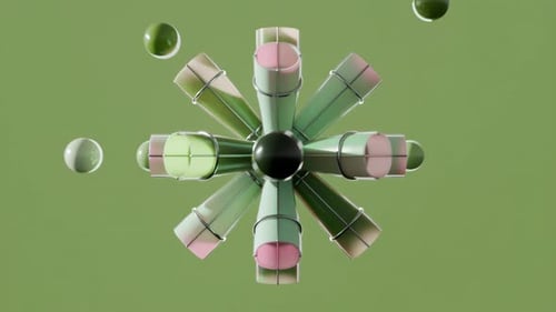 Animação de esferas e tubos satisfatórios em loop 3D