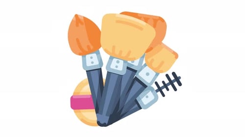 Animated Flat Design Makeup Brushes for Beauty and Fashion Content