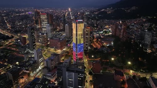 Night landscape of Bogota Skyline At Bogota In Cundinamarca Colombia.