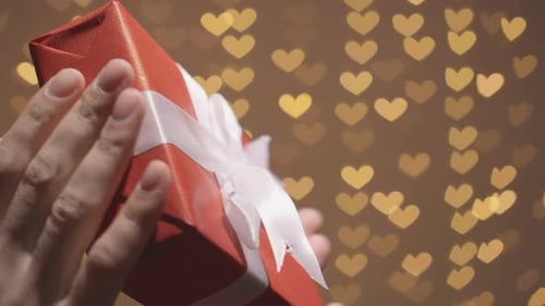 Hands Presenting a Beautifully Wrapped Birthday Gift