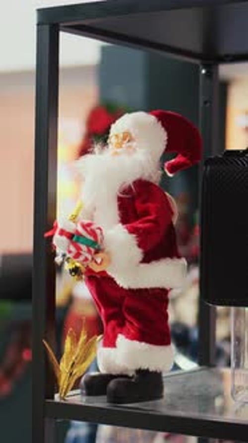Vertical Video Santa Claus Figure in Fashion Shop