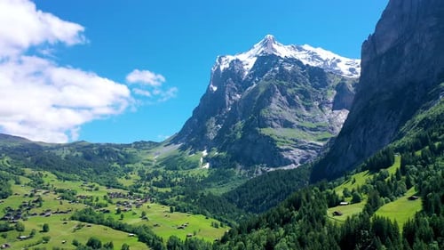 Unique Tall Mountain on a clear sunny day in Switzerland