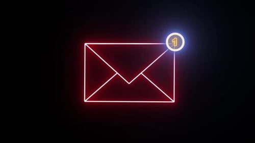 Neon Red Email Notification Icon Animation