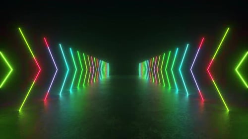 Bright Neon Light Tunnel