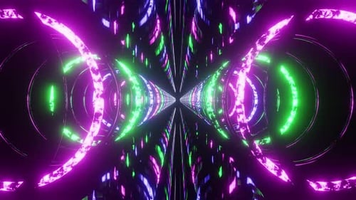 Green With Blue And Purple Rings Tunnel Vj Loop Background