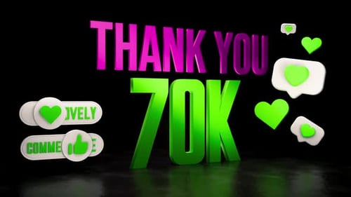 Modern 3D Social Media Thanks for 70K Followers Animation