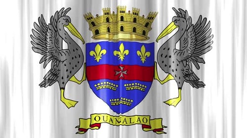 Saint Barthelemy Waving Flag with Coat of Arms Animation
