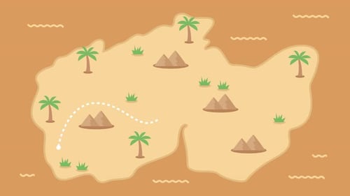 Scavenger hunt map animation adventure treasure route