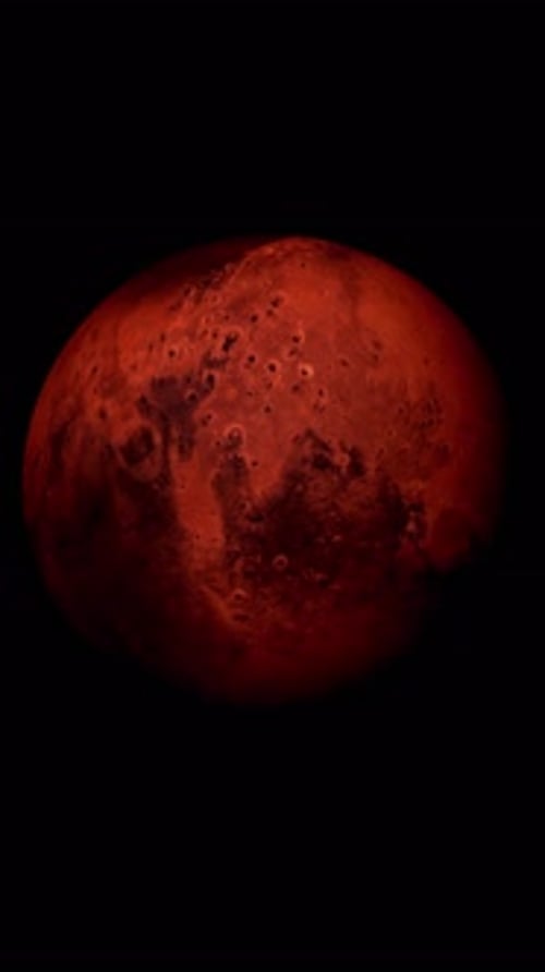 Mars planet with solid black color background 4K vertical video
