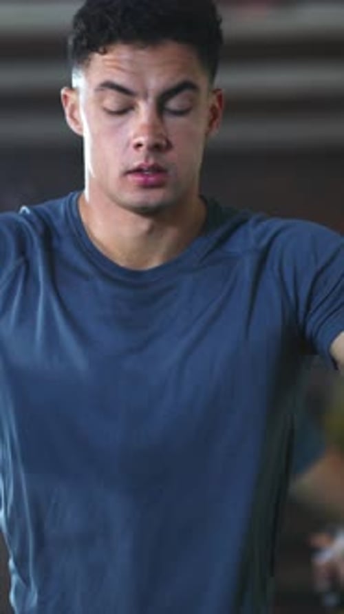 Fitness, man and cable machine in gym with workout for strength training