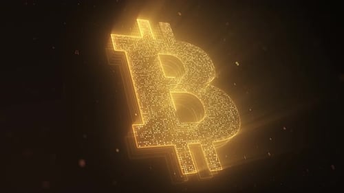 Futuristic Bitcoin Symbol Digital Technology Animation