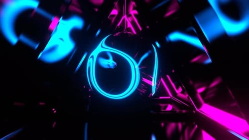 Cyan And Pink Psychedelic Neon Core In The Infinite Tunnel Background Vj Loop In 4K