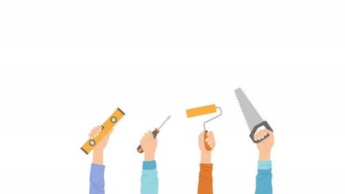 Hands With Tools Background 4K