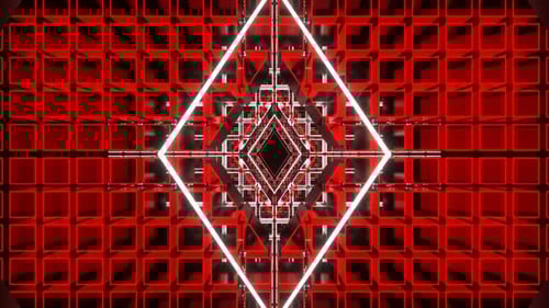 Red And White Neon Rotated Rhombus Tunnel Background Vj Loop In 4K