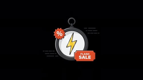 Animierte Stoppuhr mit Tag. Flash-Sale-Konzeptvideo — Transparent