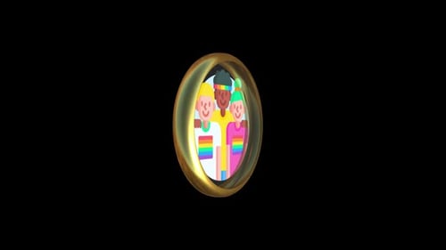 Spinning 3D Pride People Icon with Rainbow Flags