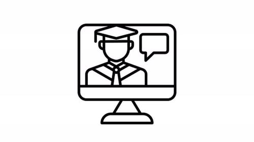 Animated Online Education Monitor Line Icon