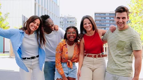 Diverse Group of Friends Laughing Together Outdoors