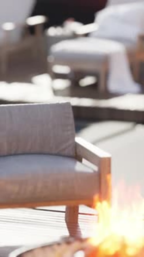Exterior design details, close-up shot, two sun loungers by the pool.