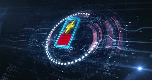 Battery charging energy symbol digital concept loop