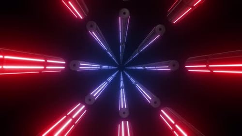 4k Colored Cylindiral Neon Tunnel 2